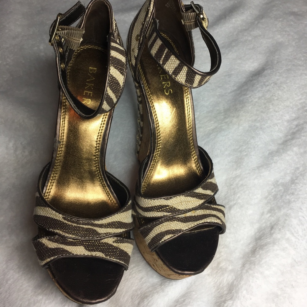 Bakers zebra striped wedge sandles